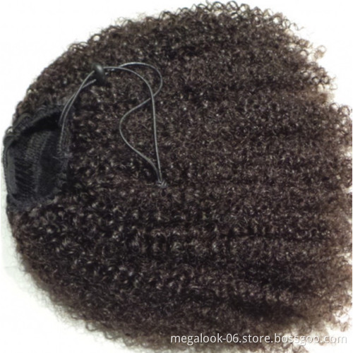 Hot Sale Indian Human Raw Virgin Hair Kinky Curly Drawstring Ponytail For Black Women